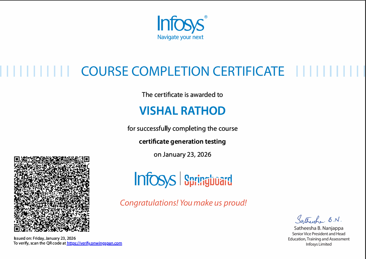 Infosys Certificate